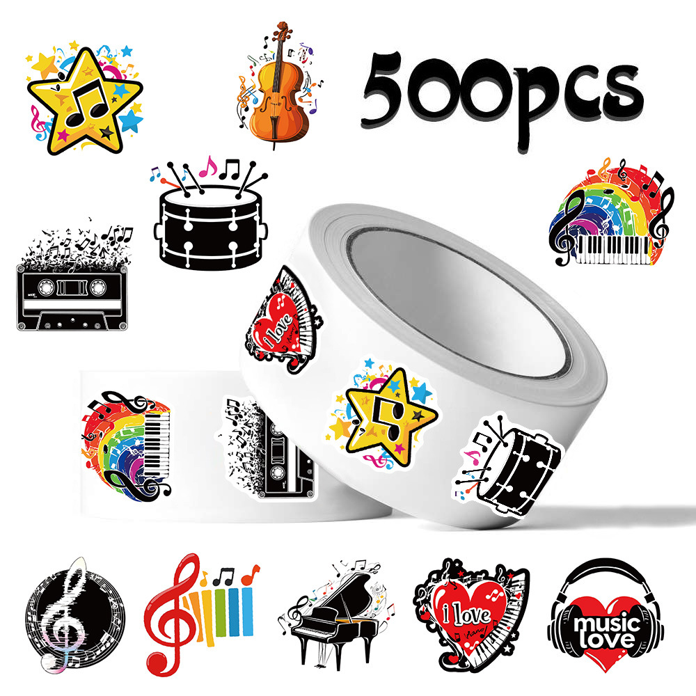 Musical Instrument Diy For Kids - 500 Uds rollo de pegatinas notas