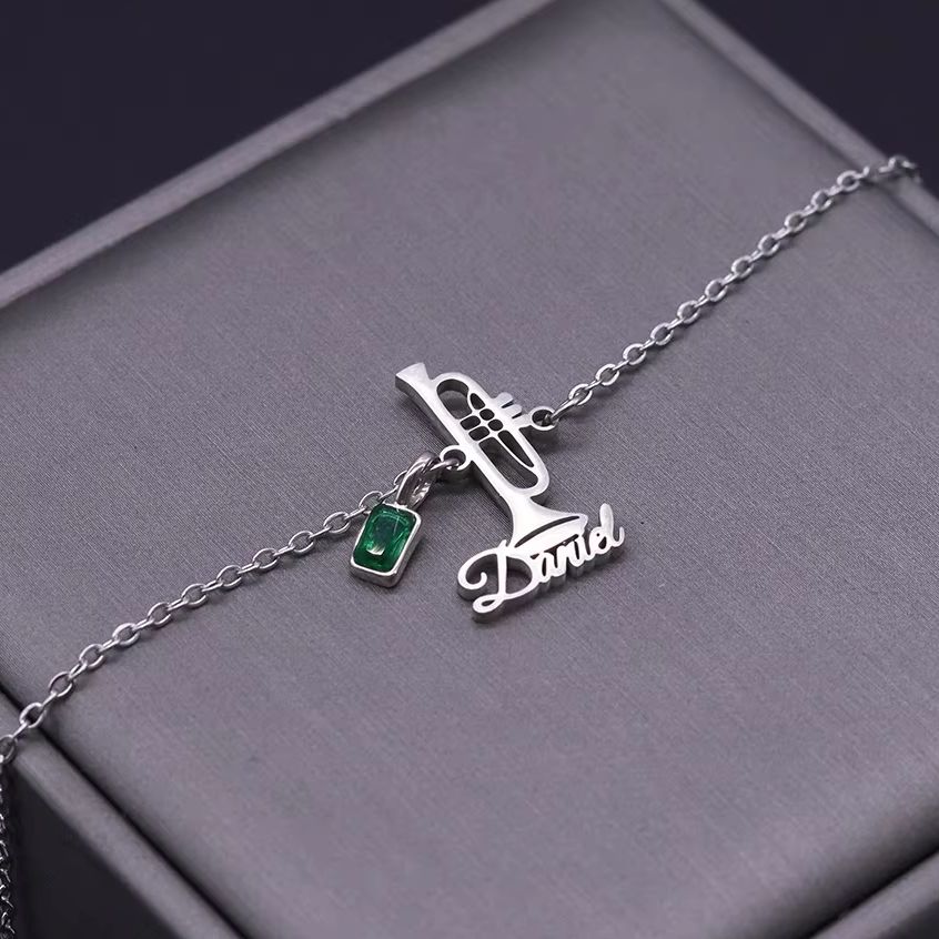 Musical Instrument And Name - Pulsera de Trompeta con Nombre Personalizado