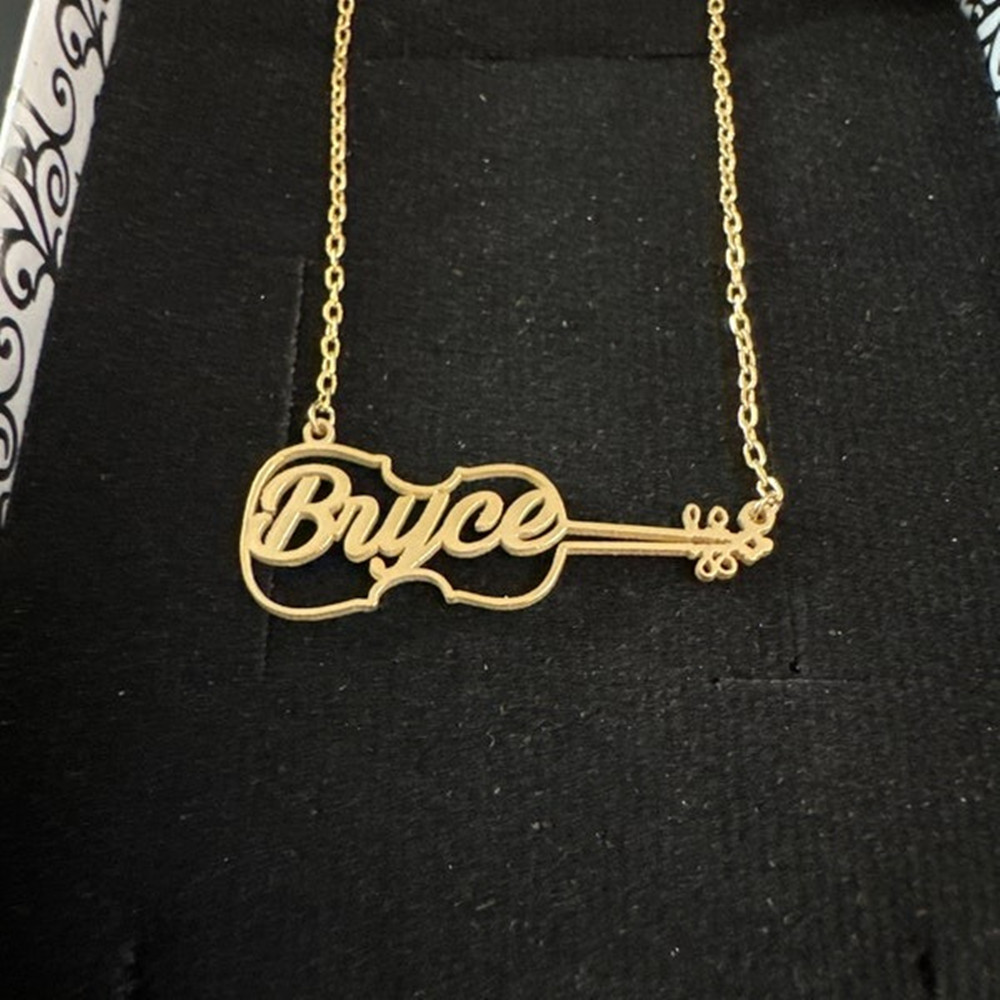 Musical Instrument And Name - Collar de violín personalizado, instrumento de