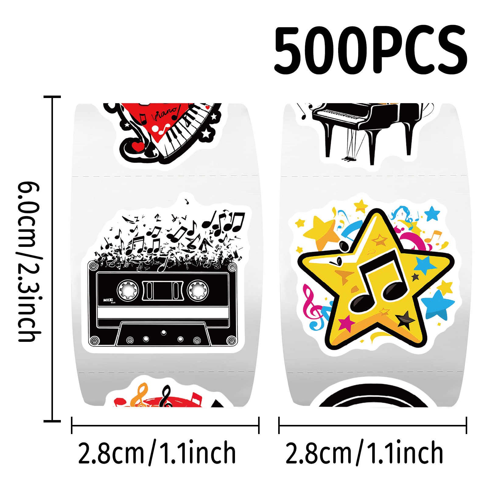 500 Uds rollo de pegatinas not - Musical Instrument Diy For Kids reseña y precio