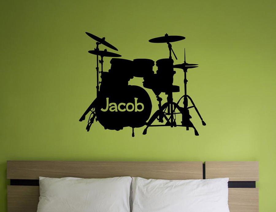 Calcomanía de pared con nombre - Musical Instrument And Name reseña y precio